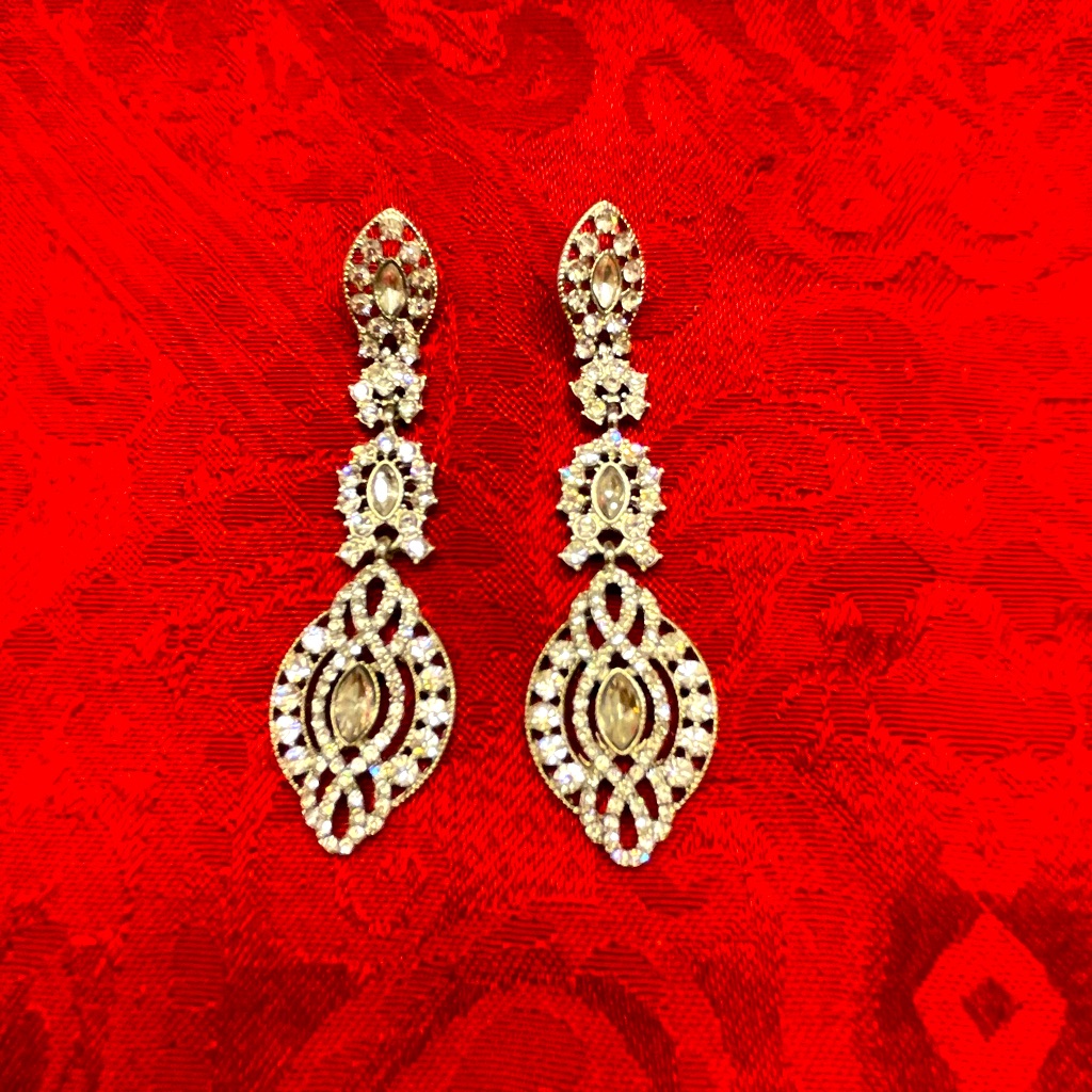 Bridal Or Event Long Drop Earrings.